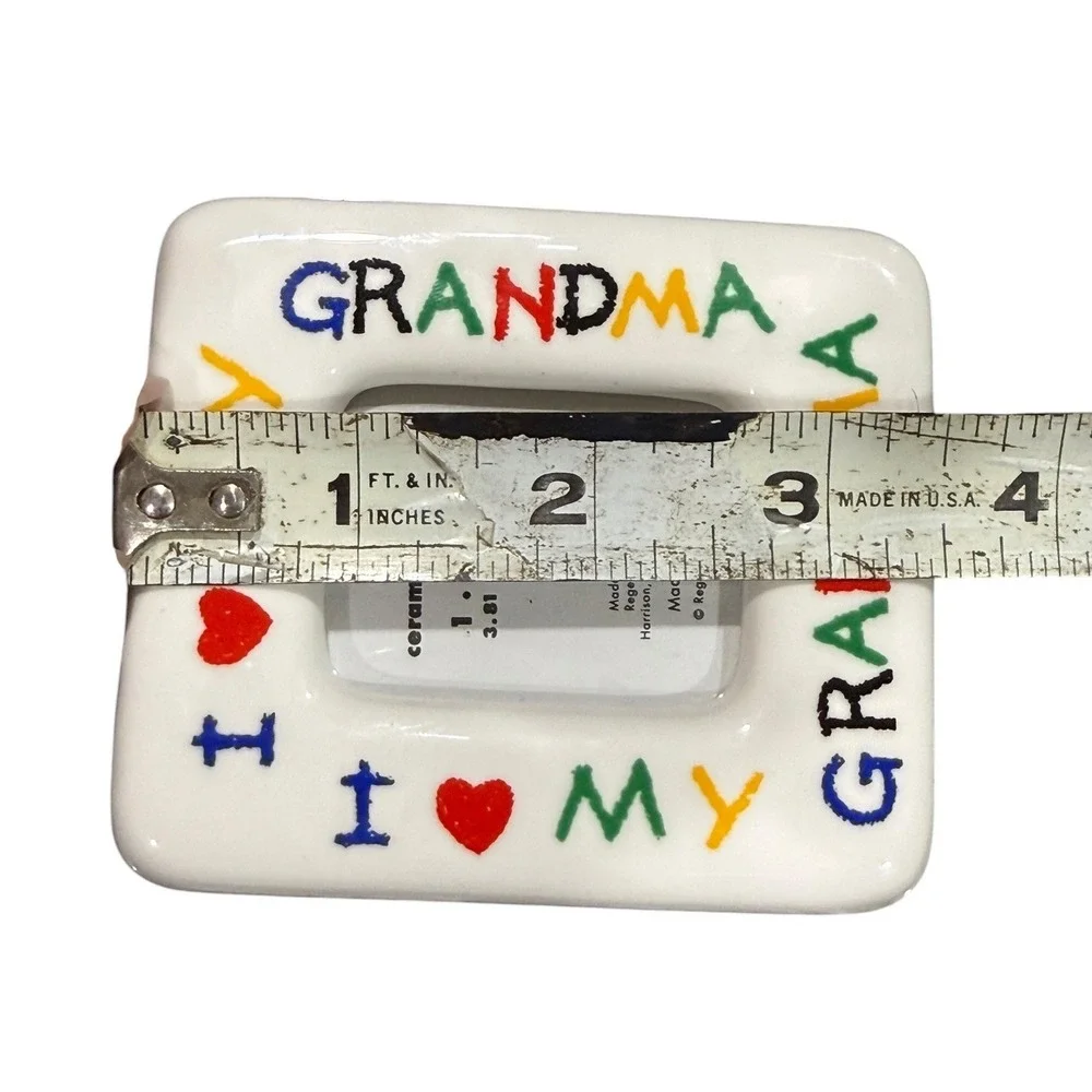 Vintage I Love My Grandma Grandpa Ceramic Magnet Picture Frames Set Pair Taiwan